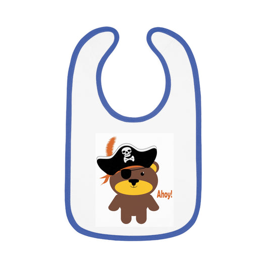 Lil' Boo Safety Crew! Pirate Theme Baby Bib with Contrast Trim - 'Ahoy!' Design